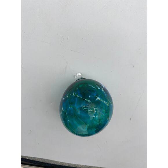 Glass Eye Studio or other blueish green christmas ornament artisan unique hand - Picture 7 of 8